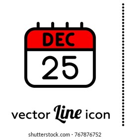 25 dec calendar vector icon