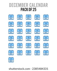 Iconos del calendario 25 de diciembre Empaquetar ilustración vectorial.