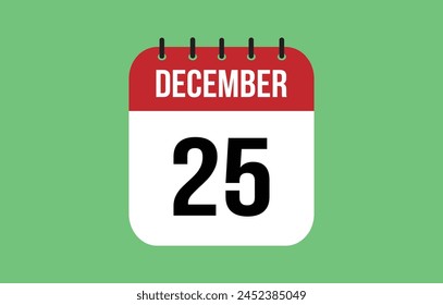 25 December Calendar. December Calendar Vector.