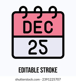 25 December Calendar, Vector Calendar, Christmas Date Calendar.