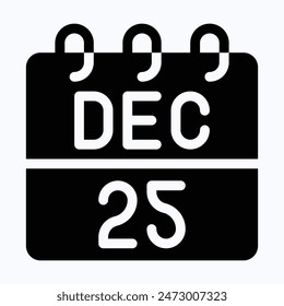 25 December Calendar, Vector Calendar, Christmas Date Calendar.