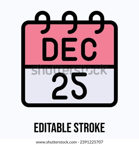 25 December Calendar, Vector Calendar, Christmas Date Calendar.