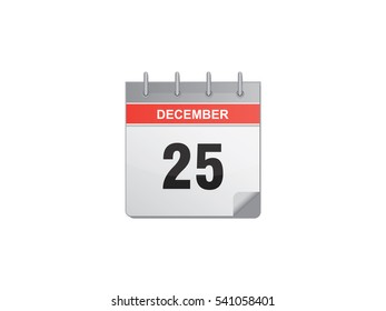 25 December calendar vector illustration on white background