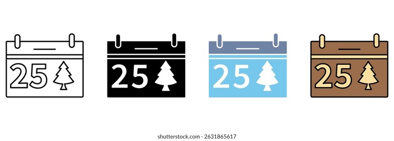 ícone da linha de conceito de 25 de DEZEMBRO. Ilustração de elemento simples.