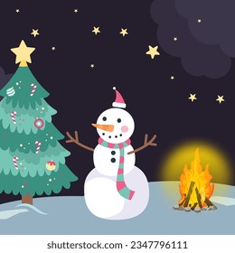 25 de diciembre alegre diseño vectorial de navidad. bolas de nieve con tema por la noche. adecuado para fuentes de correo y otros.