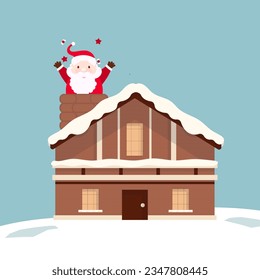 25 december merry christmas vector design. Santa Claus themed and the house is delivering gifts. suitable for post feeds and others.