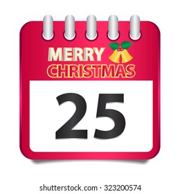 25 December Red Calendar with a Yellow Bell 
