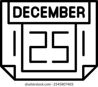 25 December Vector Icon Outline Stlye