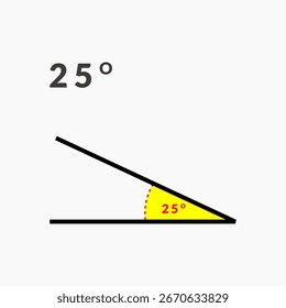 ícone de ângulo de 25 graus em matemática