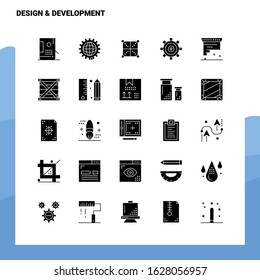 25 Design & Development Icon set. Solid Glyph Icon Vector Illustration Template For Web and Mobile. Ideas for business company.