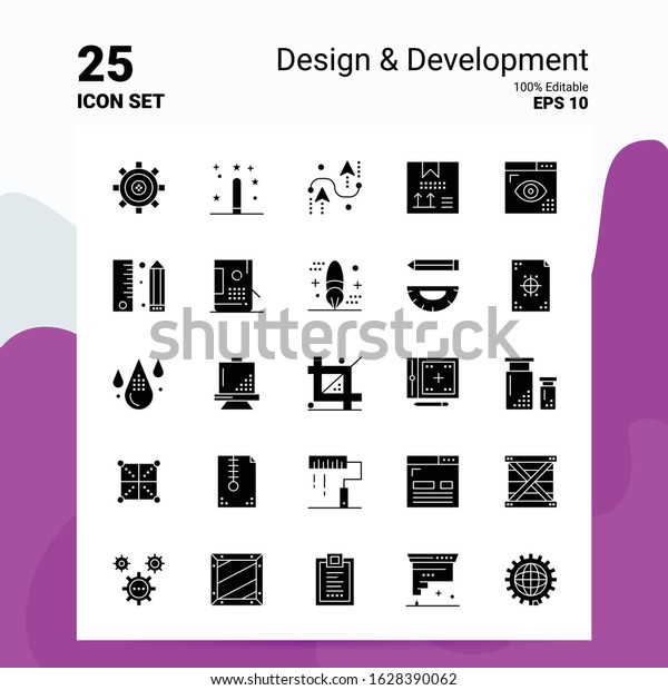 25 Design Development Icon Set 100 Stock Vector (Royalty Free ...