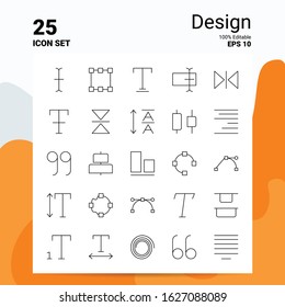 25 Design Icon Set. 100% Editable EPS 10 Files. Business Logo Concept Ideas Line icon design