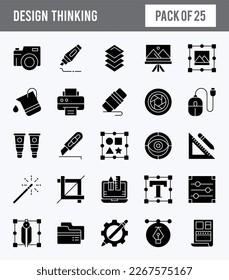 25 Design Thinking Glyph icon pack. vector illustration.