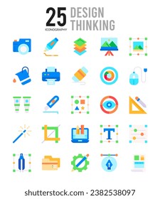 25 Pensamiento del diseño. paquete de iconos. ilustración vectorial.
