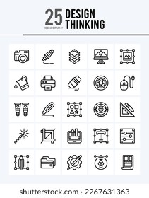 25 Design Thinking Outline icons Pack vector illustration.