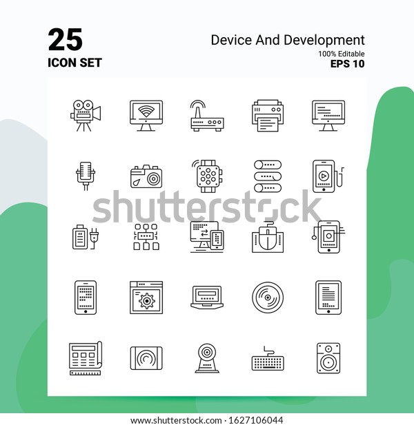 25 Device Development Icon Set 100 Stock Vector (Royalty Free ...