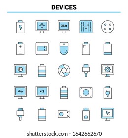 25 Devices Black and Blue icon Set. Creative Icon Design and logo template