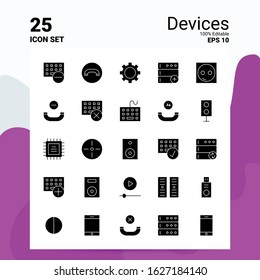 25 Devices Icon Set. 100% Editable EPS 10 Files. Business Logo Concept Ideas Solid Glyph icon design