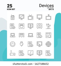 25 Devices Icon Set. 100% Editable EPS 10 Files. Business Logo Concept Ideas Line icon design