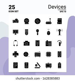 25 Devices Icon Set. 100% Editable EPS 10 Files. Business Logo Concept Ideas Solid Glyph icon design