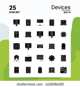 25 Devices Icon Set. 100% Editable EPS 10 Files. Business Logo Concept Ideas Solid Glyph icon design