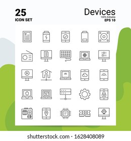 25 Devices Icon Set. 100% Editable EPS 10 Files. Business Logo Concept Ideas Line icon design