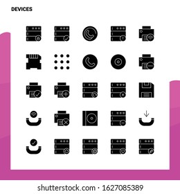 25 Devices Icon set. Solid Glyph Icon Vector Illustration Template For Web and Mobile. Ideas for business company.