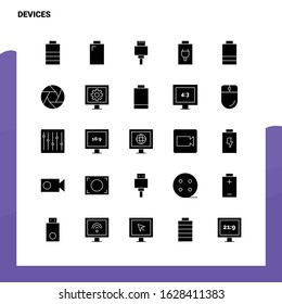 25 Devices Icon set. Solid Glyph Icon Vector Illustration Template For Web and Mobile. Ideas for business company.