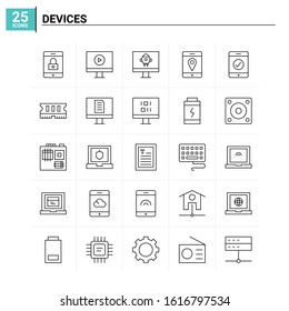 25 Devices icon set. vector background