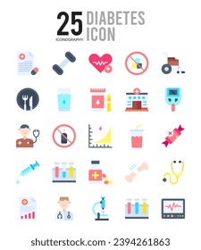 25 Diabetes-Icons Pack Vektorgrafik.