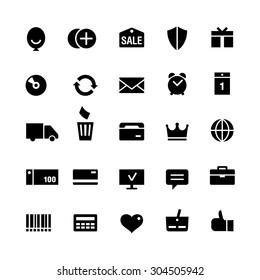 25 different icons for an online shop in black color