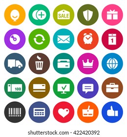 25 different icons for online shops. White and color.