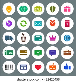 25 different icons for online shops. Colored.