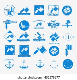 25 different tattoo icons set on white background. Vector illustration icon. Tattoo logo illustration