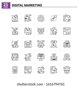 25 Digital Marketing icon set. vector background