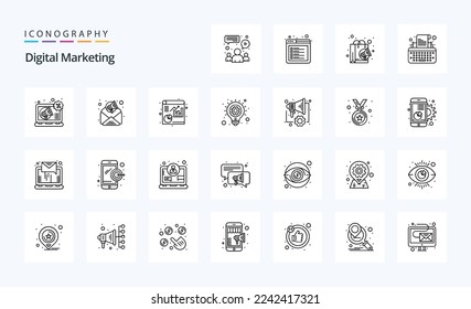 25 Digital Marketing Line icon pack