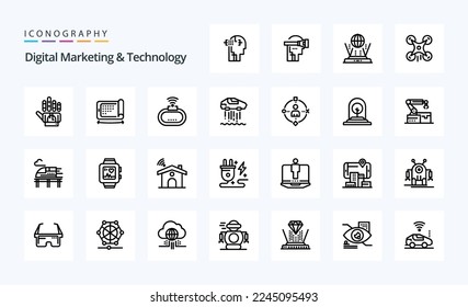 25 Icon-Paket der Digital Marketing and Technology Line