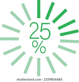 25% digital percent loading circle suitable for digital ui and ux designs