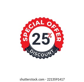 25% Discount Coupon design. Sale tags set vector badges template. Sale offer price sign. Special offer symbol. Discount promotion. Discount badge Stamp shape. Vector illustration template 