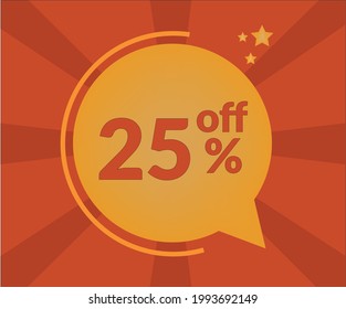 25% discount floating balloon art. Vectorized discount banner