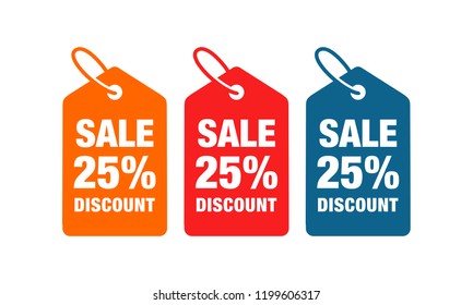 25% discount label symbols vector