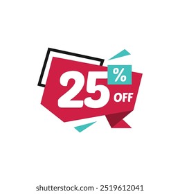 25% Discount Sale Tag Label Vector Template Design Illustration