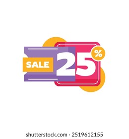 25% Discount Sale Tag Label Vector Template Design Illustration