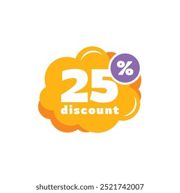 25% Discount Sale Tag Label Vector Template Design Illustration