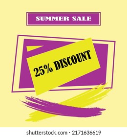 25% Discount Summer sale advertising marketing background instagram post