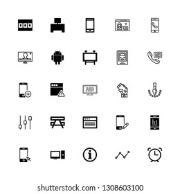 25 display icons with bus stop and android logo in this set