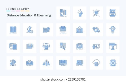 25 Distance Education And Elearning Blue icon pack