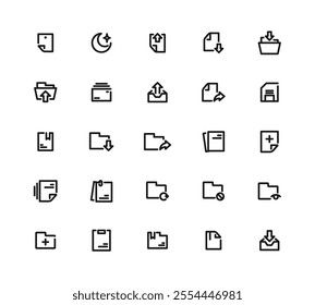 25 Document File Collection Of Icons. Editable Stroke