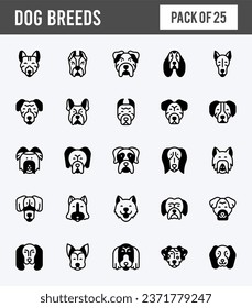 25 Dog Breeds Lineal Fill icons pack. vector illustration.