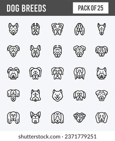 25 Dog Breeds Lineal Fill icons pack. vector illustration.